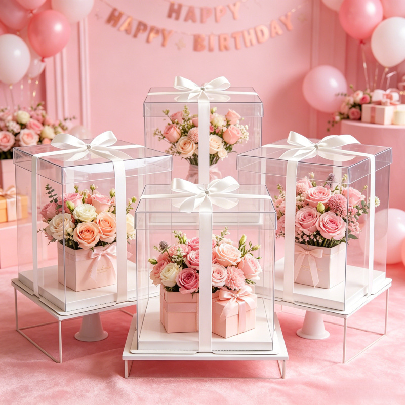 Event Party Box - صناديق كيك شفافة كبيرة لتغليف الهدايا،