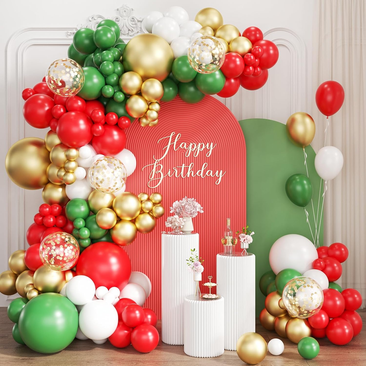 Balloon Arch Kit - طقم أقواس بالونات باللون الأحمر والأبيض