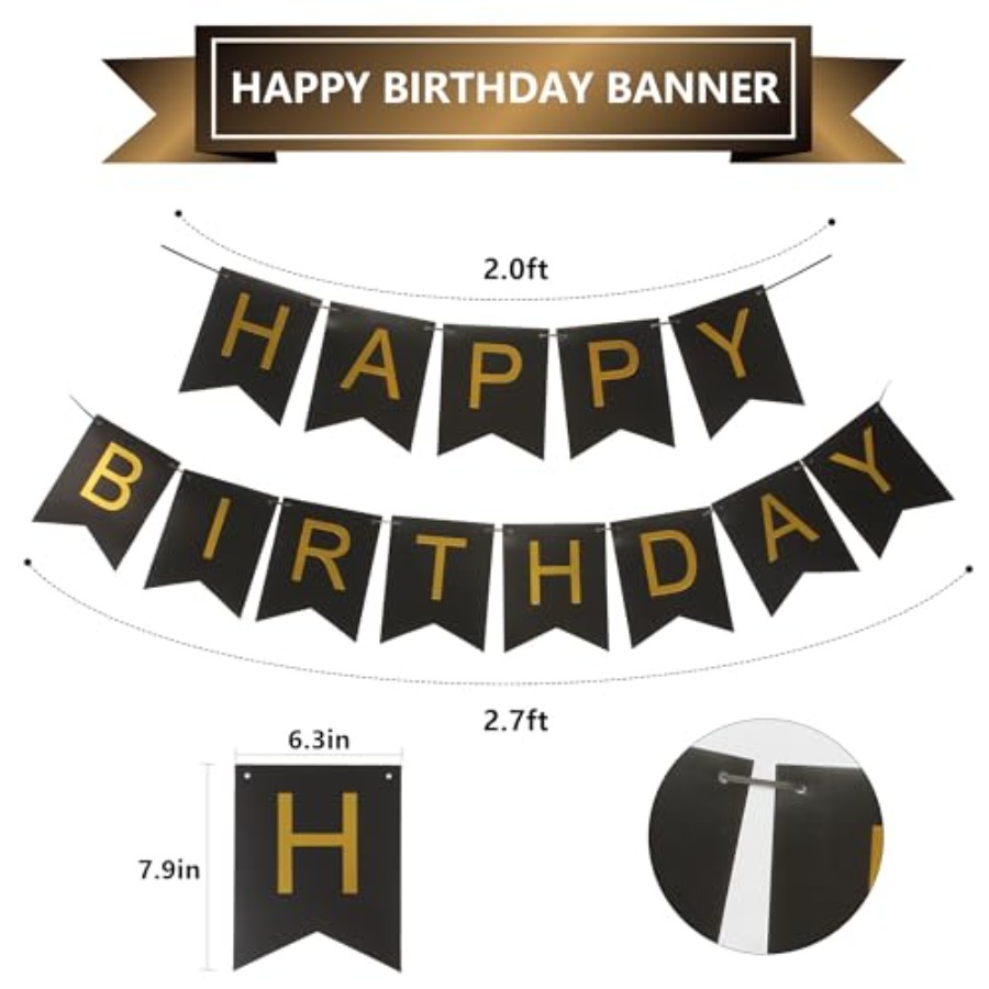 راية مخططة باللونين الأسود وال - مراجعة Party Banner Gold وسعره
